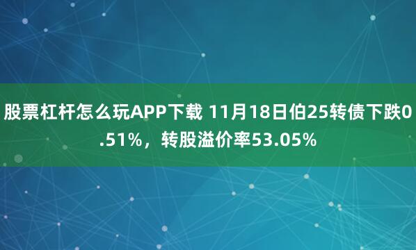 股票杠杆怎么玩APP下载 11月18日伯25转债下跌0.51%，转股溢价率53.05%