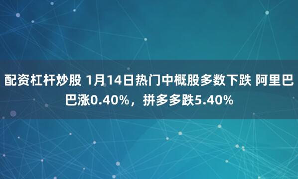 配资杠杆炒股 1月14日热门中概股多数下跌 阿里巴巴涨0.40%，拼多多跌5.40%